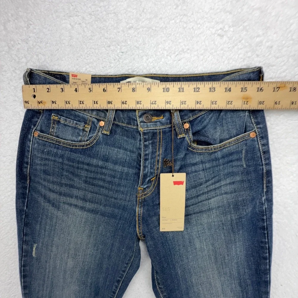 Levis 515 Bootcut Jeans Womens 8L W29 L34 Blue Denim Flap Pocket Studded NWT - Picture 6 of 10